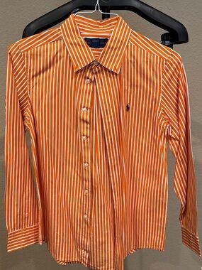 Ralph Lauren Orange & White Striped Button-Down Youth Shirt